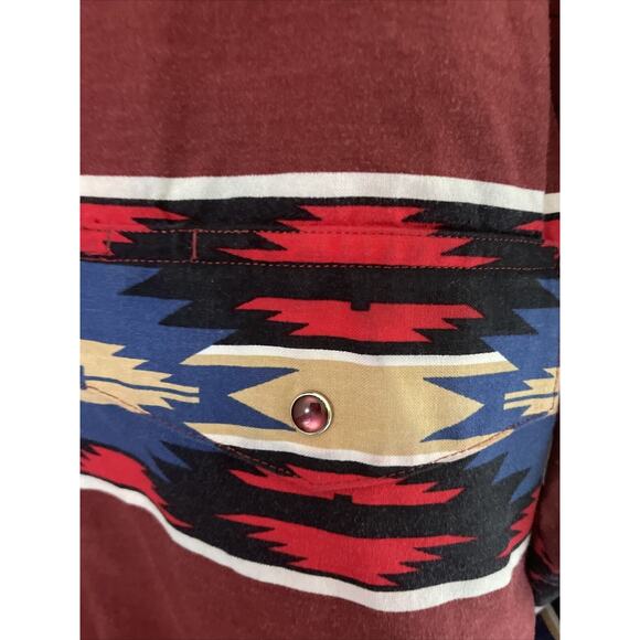 VTG 90s Mens Wrangler Aztec Western Rare Red Snap Button Shirt LS Rodeo Sz XL - Picture 4 of 9